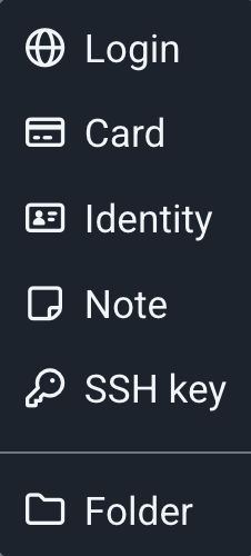 Bitwarden entry types